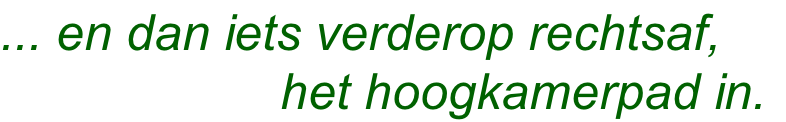 ... en dan iets verderop rechtsaf,
                    het hoogkamerpad in.